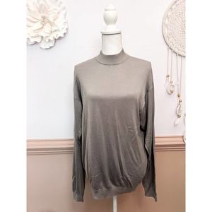 Pronto Uomo Silk Gray Mock Neck Sweater EUC